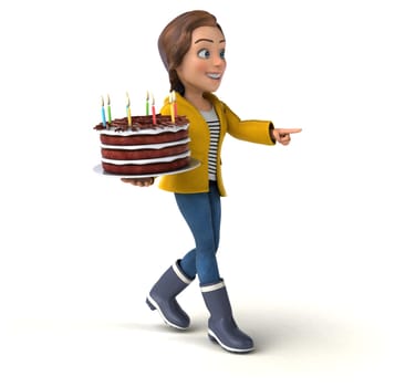 Fun 3D illustration of a cartoon teenage girl