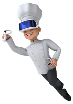 Fun 3D Illustration of a chef with a VR Helmet