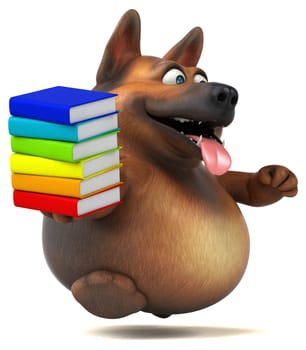 Fun german shepherd dog - 3D Illustration