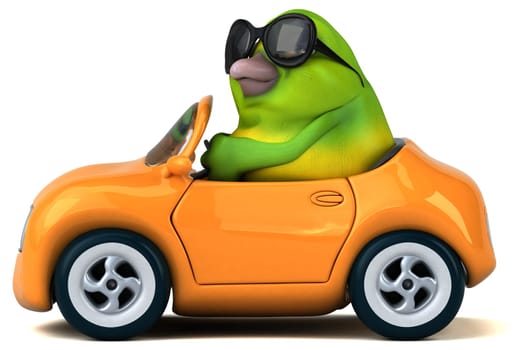Fun green bird - 3D Illustration