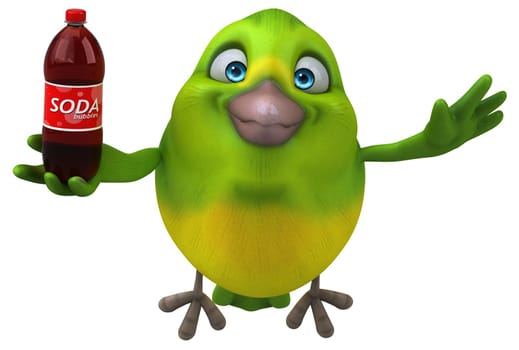 Fun green bird - 3D Illustration