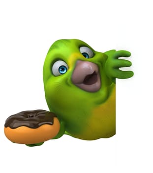 Fun green bird - 3D Illustration