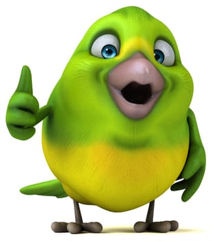 Fun green bird - 3D Illustration