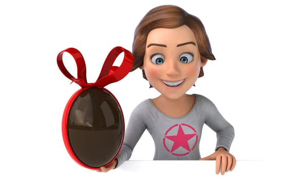 Fun 3D illustration of a cartoon teenage girl