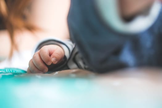 Close up of newborn baby hands