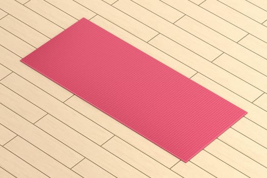 Rubber exercise mat on wood floor