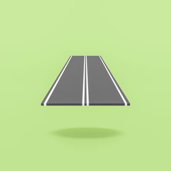 Cartoon Asphalt Road Isolated on Flat Green Background with Shadow 3D Illustration