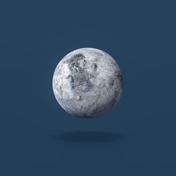 Eris Planet Isolated on Flat Blue Background with Shadow 3D Illustration. Texture from solarsystemscope.com