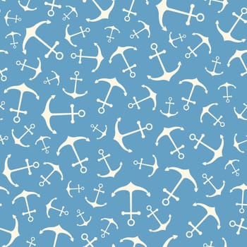 Nautical seamless pattern with ship anchors. Vector illustration
