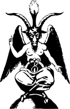 Baphomet pentagram satan occult devil  paganism illustration