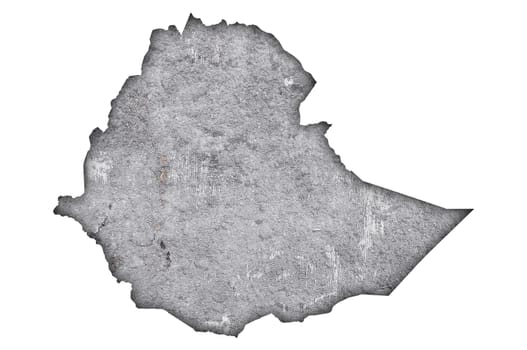 Map of Ethiopia on weathered concrete
