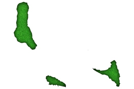Map of Comoros on green felt