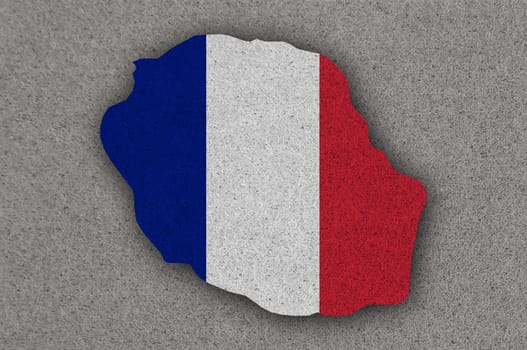 Map and flag of Reunion on felt