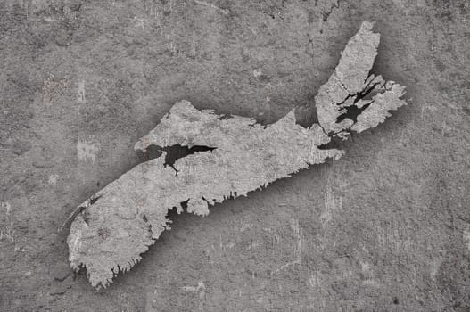 Map of Nova Scotia on weathered concrete