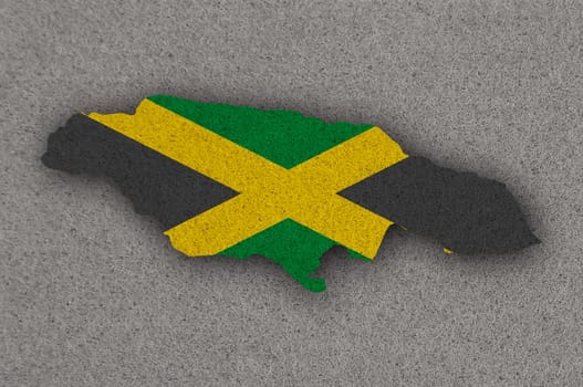 Map and flag of Jamaica on felt
