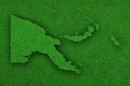 Map of Papua New Guinea on green felt