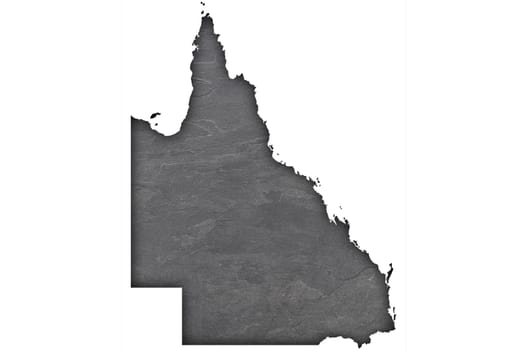 Map of Queensland on dark slate