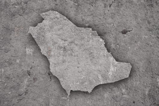 Map of Saudi Arabia on weathered concrete