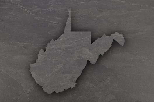 Map of West Virginia on dark slate