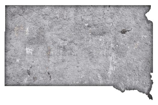 Map of South Dakota on weathered concrete