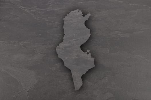 Map of Tunisia on dark slate