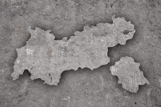 Map of Tyrol on weathered concrete