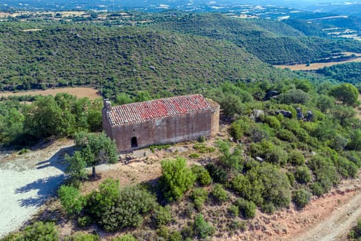 Hermitage Holy Savior of the Coll de la Aguda, in Tora La Segarra, Catalonia Spain. Aerial view