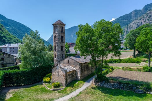 Santa Coloma church of pre-Romanesque structure at Andorra. The cultural landscape of Madriu-Perafita-Claror Valley is UNESCO World Heritage Site