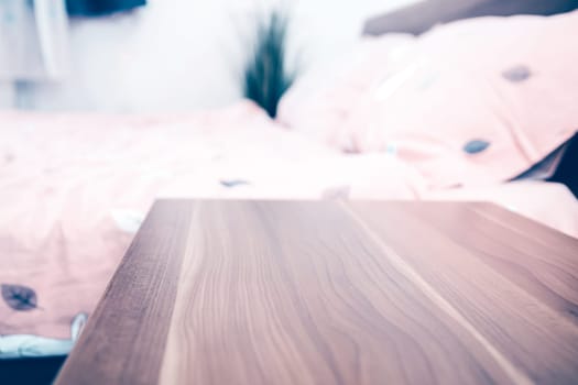 Bright, cute and cozy home bedroom interior design - close up photo