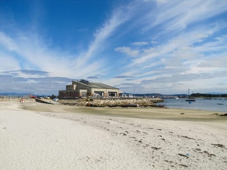 Sea port and piers of the city of Vigo in Spain. Resort town in Spain Vigo.