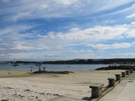 Sea port and piers of the city of Vigo in Spain. Resort town in Spain Vigo.