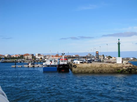 Sea port and piers of the city of Vigo in Spain. Resort town in Spain Vigo.