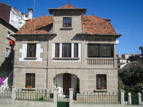 Vigo, Spain - June 12, 2019: Vigo Architecture. Buildings and streets of the city.