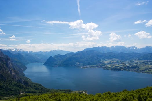 Lake Traunsee seen from Gmundnerberg, Salzkammergut, Upper Austria, Austria
