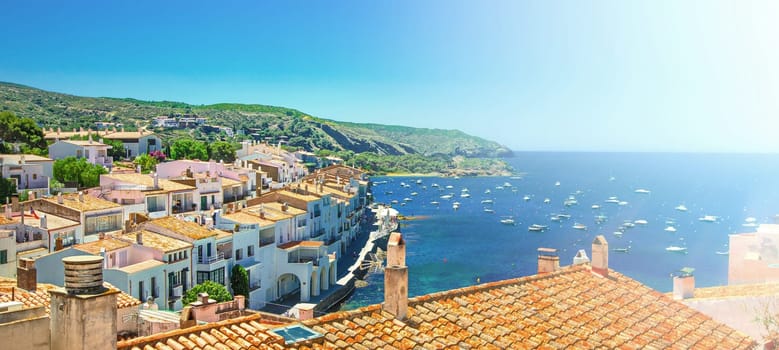 Spain. Catalonia. Cadaques on the Costa Brava. The famous tourist city of Spain. Nice view of the sea. City landscape.