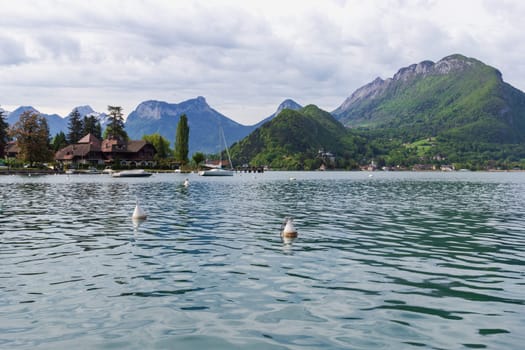 View of lake of Annecy in the french Alps