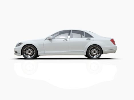 Generic and Brandless Luxury Car Isolated on White 3d Illustration, Contemporary Sedan Studio, Dealership Automobile Industry, Auto Transport, Infographics Automotive Background, City Vehicle Template