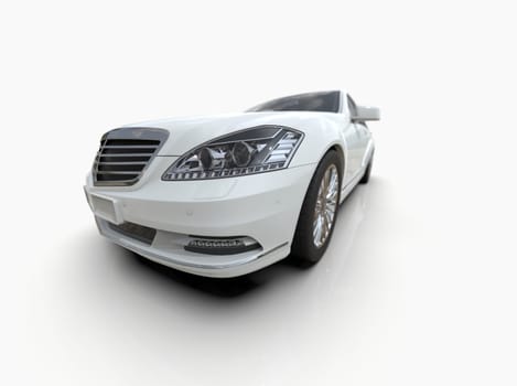 Generic and Brandless Luxury Car Isolated on White 3d Illustration, Contemporary Sedan Studio, Dealership Automobile Industry, Auto Transport, Infographics Automotive Background, City Vehicle Template