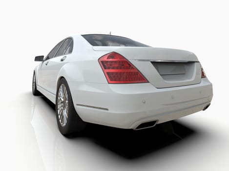 Generic and Brandless Luxury Car Isolated on White 3d Illustration, Contemporary Sedan Studio, Dealership Automobile Industry, Auto Transport, Infographics Automotive Background, City Vehicle Template