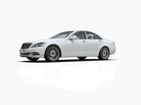 Generic and Brandless Luxury Car Isolated on White 3d Illustration, Contemporary Sedan Studio, Dealership Automobile Industry, Auto Transport, Infographics Automotive Background, City Vehicle Template