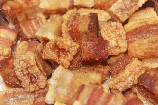 delicious tasty turrets crispy pork skin typical Spanish crust bacon