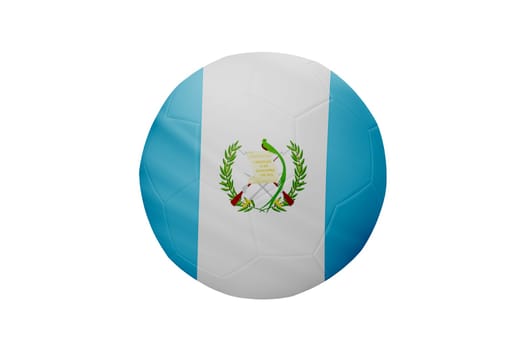 Football in the colors of the Guatemala flag isolated on white background. In a conceptual championship image supporting Guatemala.