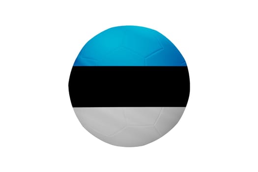Football in the colors of the Estonia flag isolated on white background. In a conceptual championship image supporting Estonia.