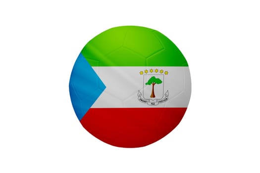 Football in the colors of the Equatorial Guinea flag isolated on white background. In a conceptual championship image supporting Equatorial Guinea.