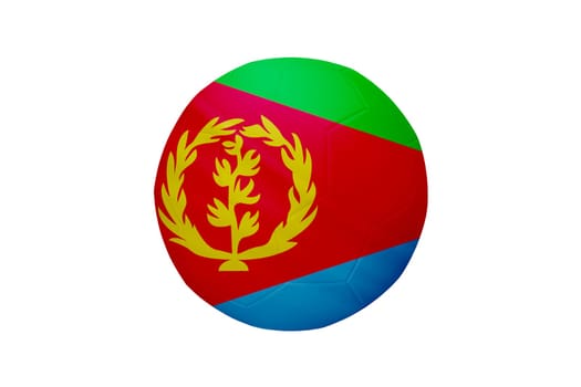 Football in the colors of the Eritrea flag isolated on white background. In a conceptual championship image supporting Eritrea.