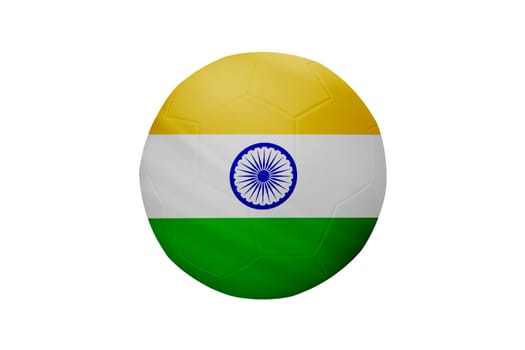 Football in the colors of the India flag isolated on white background. In a conceptual championship image supporting India.
