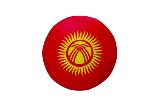 Football in the colors of the Kyrgyzstan flag isolated on white background. In a conceptual championship image supporting Kyrgyzstan.