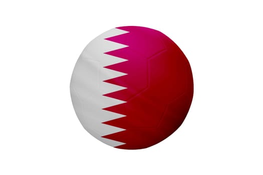 Football in the colors of the Qatar flag isolated on white background. In a conceptual championship image supporting Qatar.