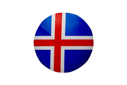 Football in the colors of the Iceland flag isolated on white background. In a conceptual championship image supporting Iceland.