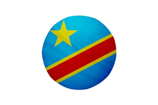 Football in the colors of the Democratic Republic of the Congo flag isolated on white background. In a conceptual championship image supporting Democratic Republic of the Congo.